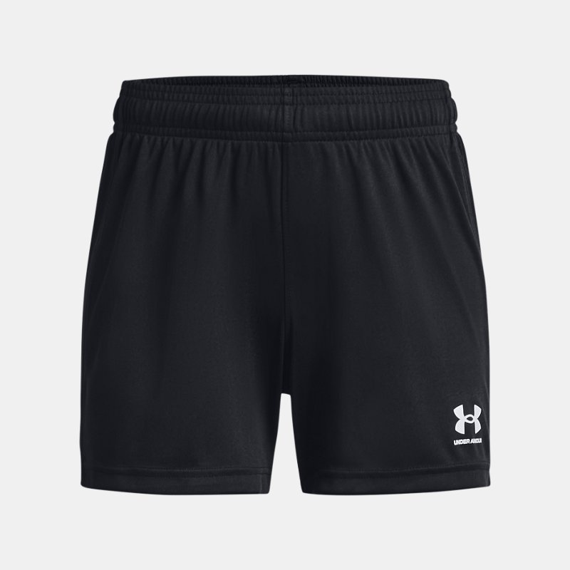 Girls'  Under Armour  Challenger Knit Shorts Black / White YXS (48 - 50 in)